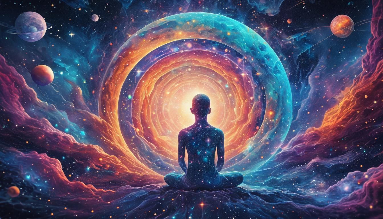 Astral Cosmic Illustration of Sliding Through Life
