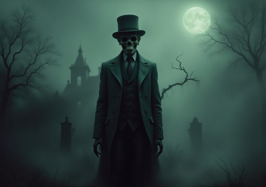 Victorian Gentleman Ghost in Ethereal Moonlight