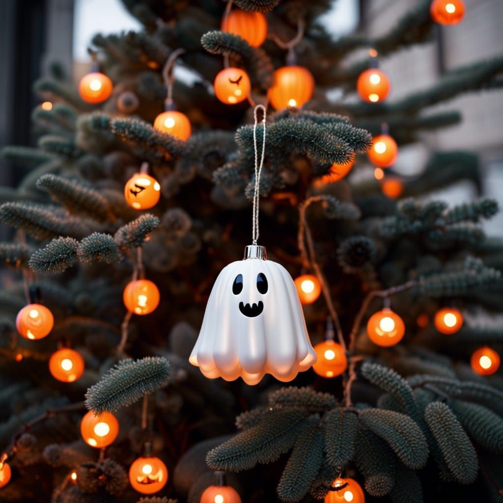 Halloween Ornaments on a Christmas Tree