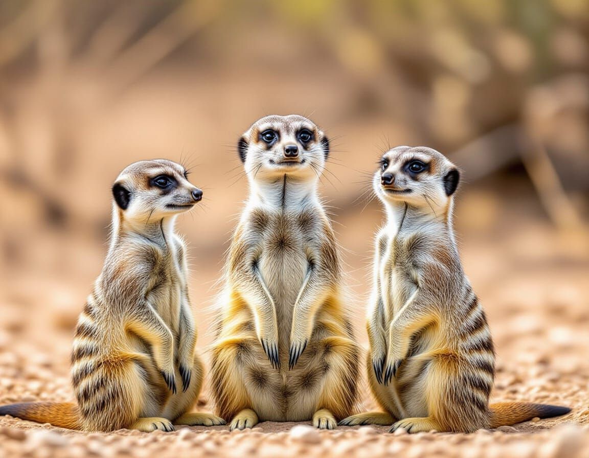 Detailed Meerkats in Natural Habitat Field Guide Photo