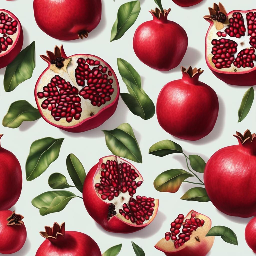 Hyperrealistic Portrait of a Large Pomegranate