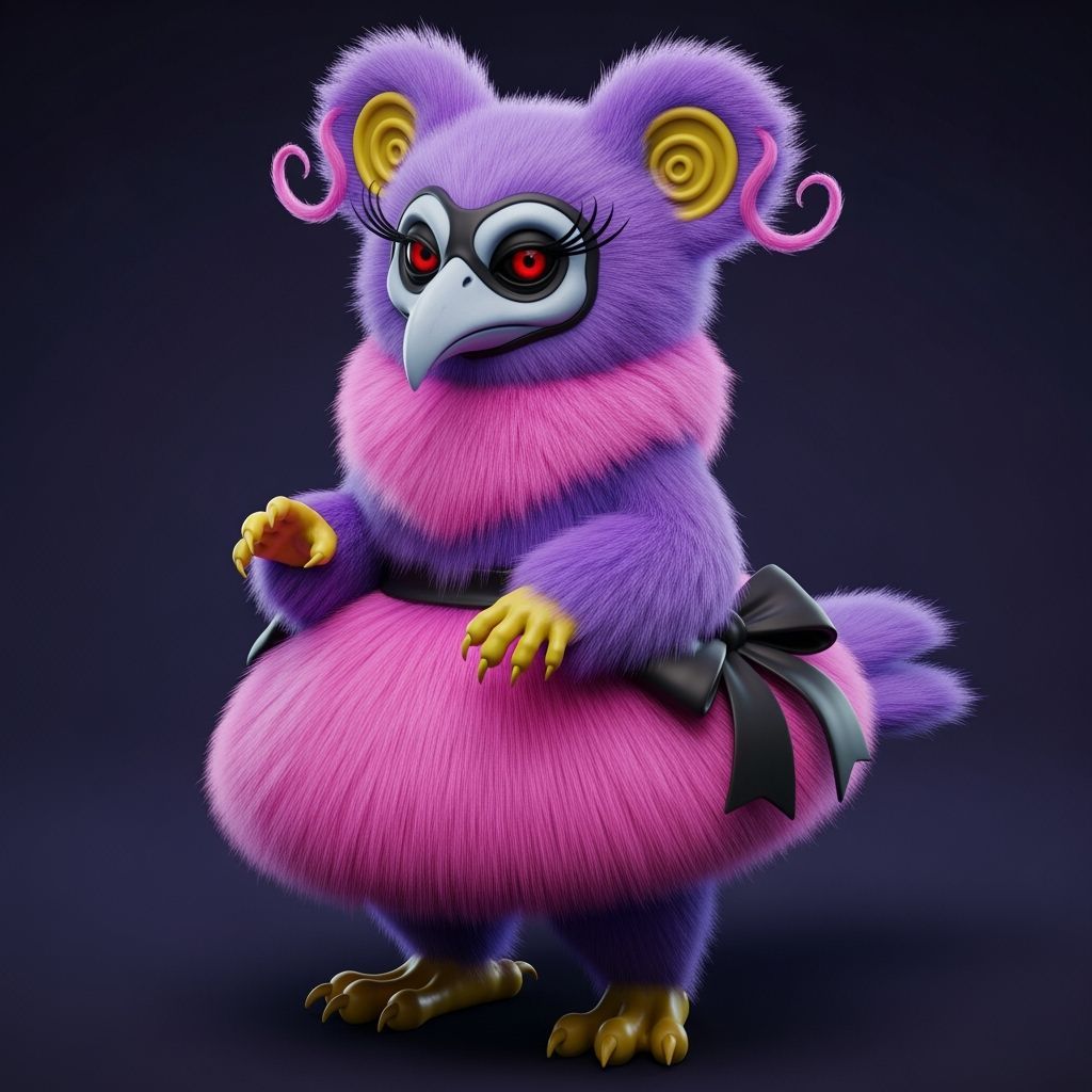 Fantastical Perfumed Being with Fluffy Down and Plague Docto...