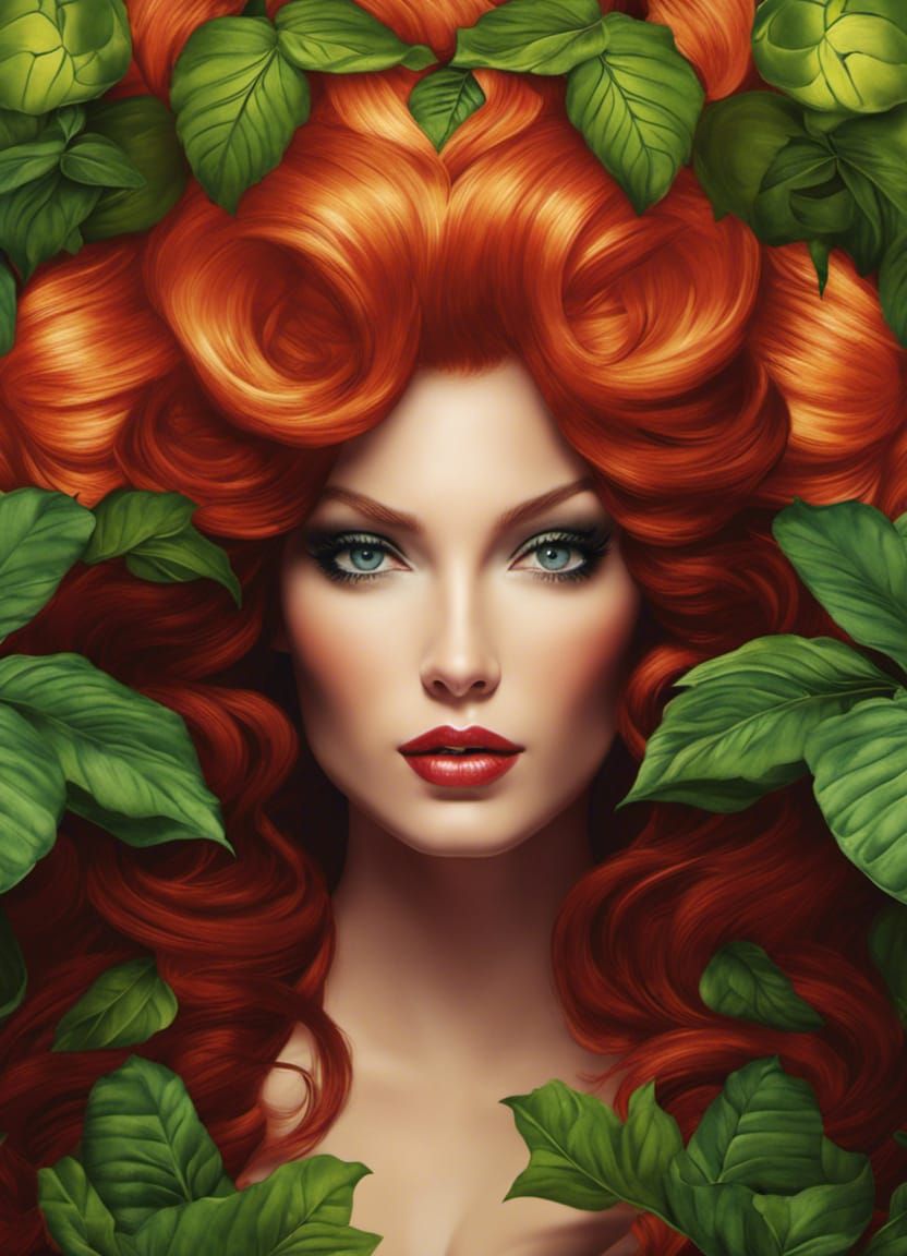 Poison Ivy: Chiaroscuro Portrait in Vogue Style
