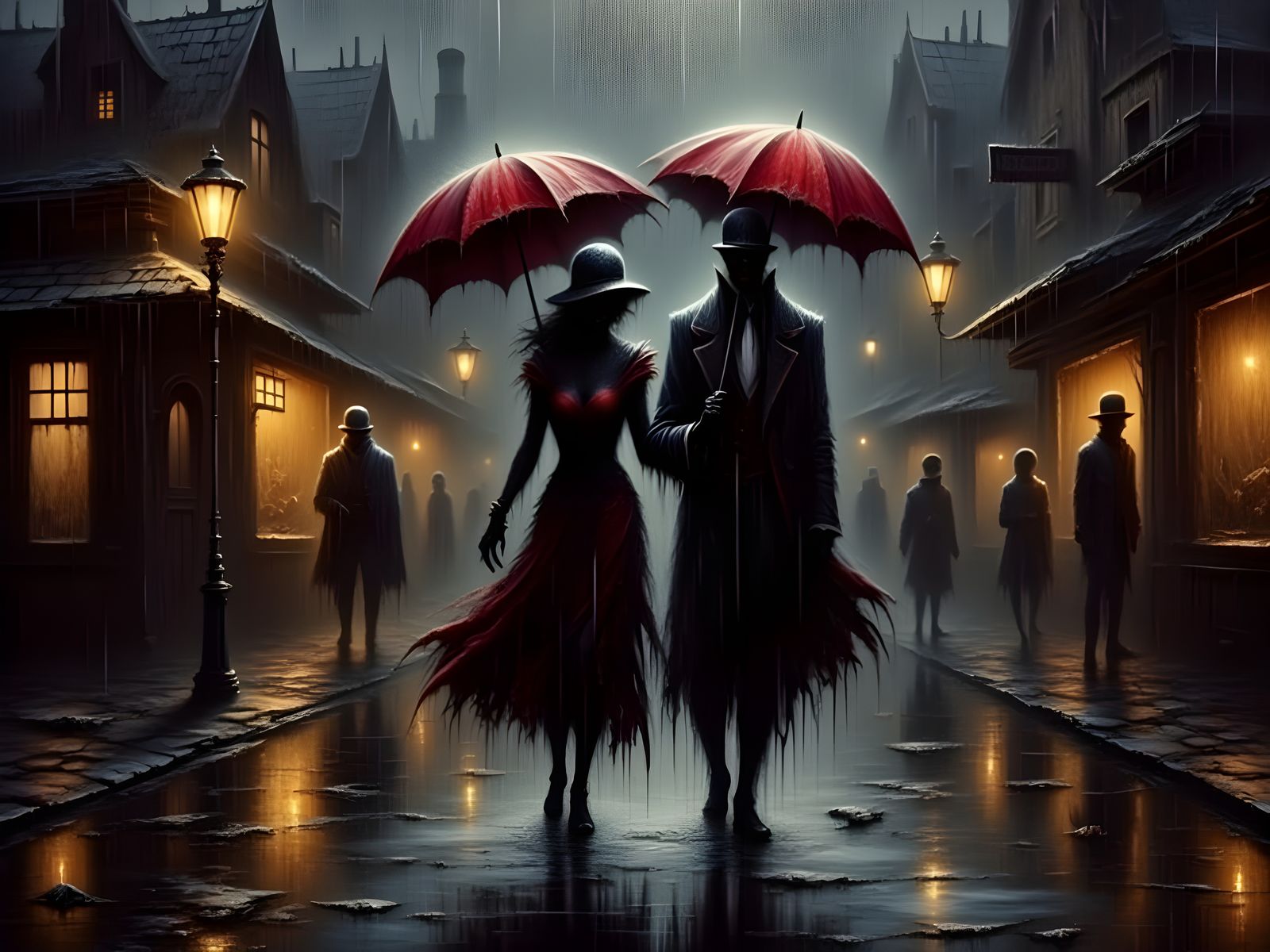 Abstract Expressionist Night Scene in 1960s Europe