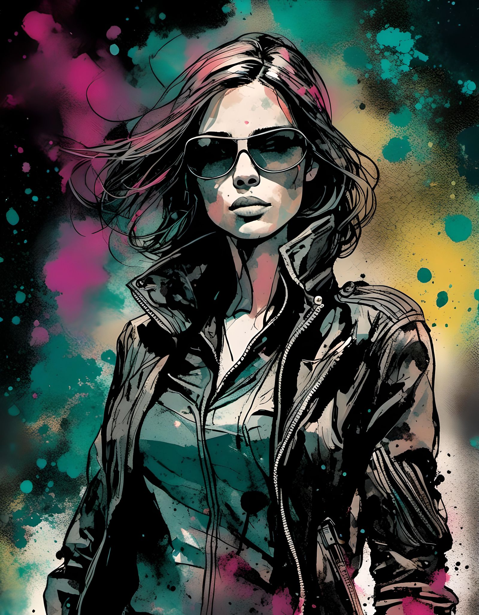 Interstellar Space Queen Wanted Poster in Alcohol Inks