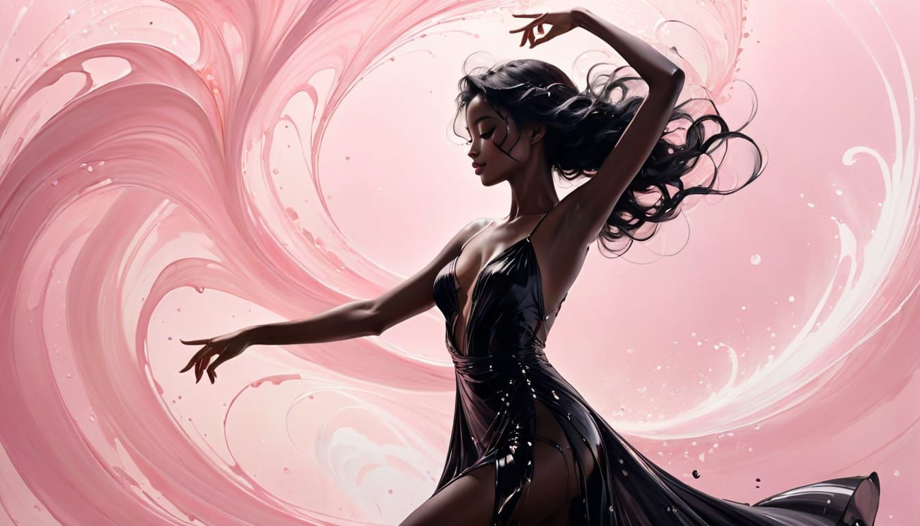 Ethereal Female Silhouette in Dreamlike Dance