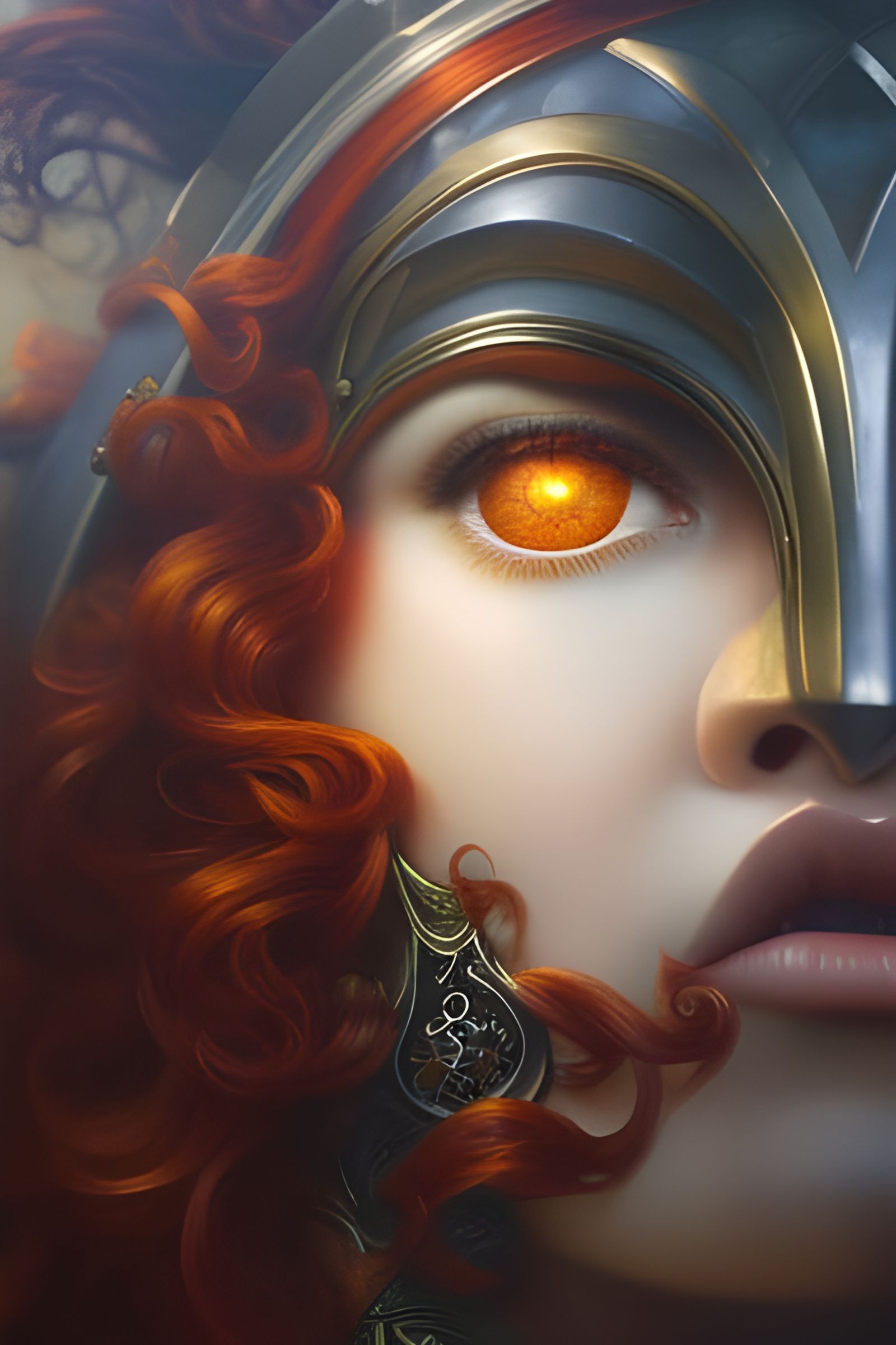 Red-Headed Goddess Portrait with Intricate Details