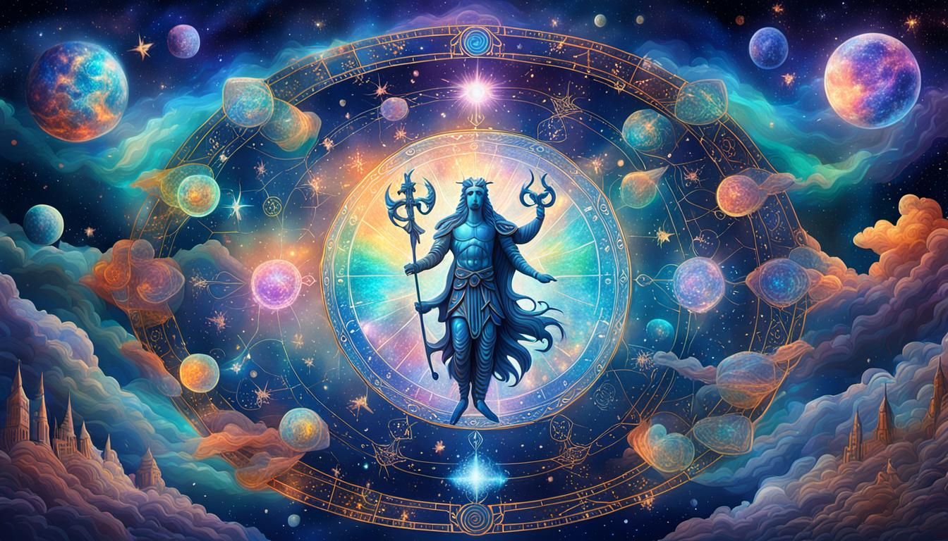 Holographic Zodiark Sagittarius: Cosmic Astral Illustration