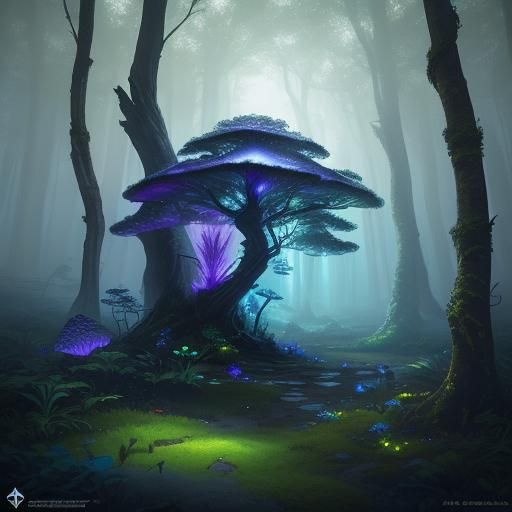 White Feather in Enchanted Forest: Digital Matte Painting