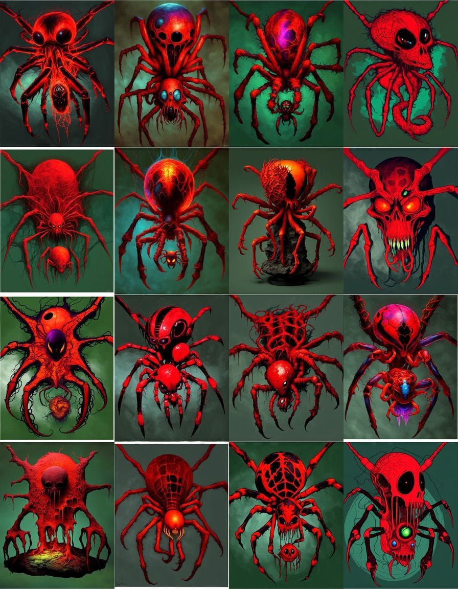 Ethereal Spider in Beksiński's Cosmic Aesthetic