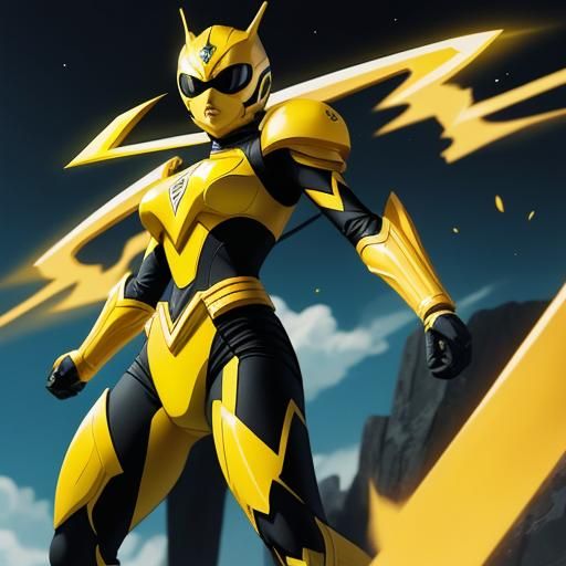 Female Yellow Power Ranger in Anime Style
