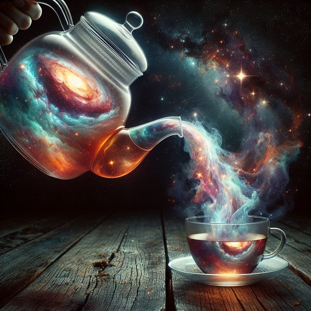 Galaxy Brew: Teapot Pouring the Cosmos