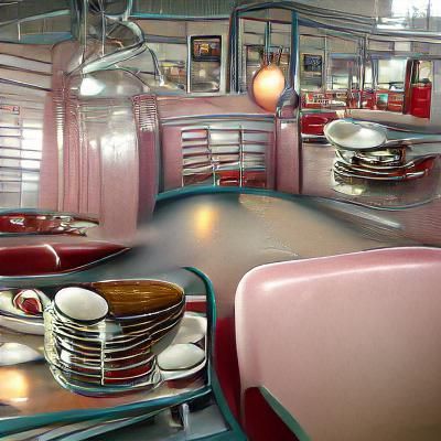 Retro 1950s American Diner Interior