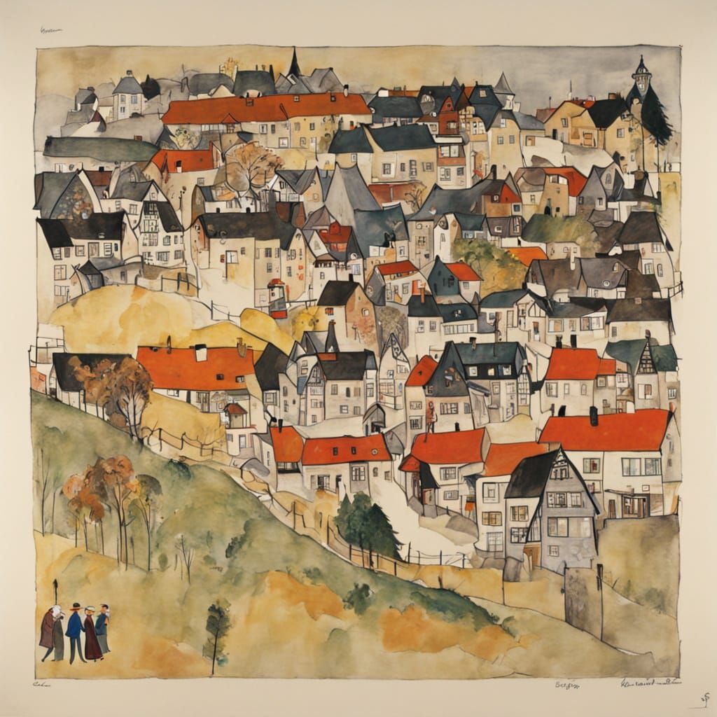 Artistic Fusion: Bemelmans Meets Schiele Style