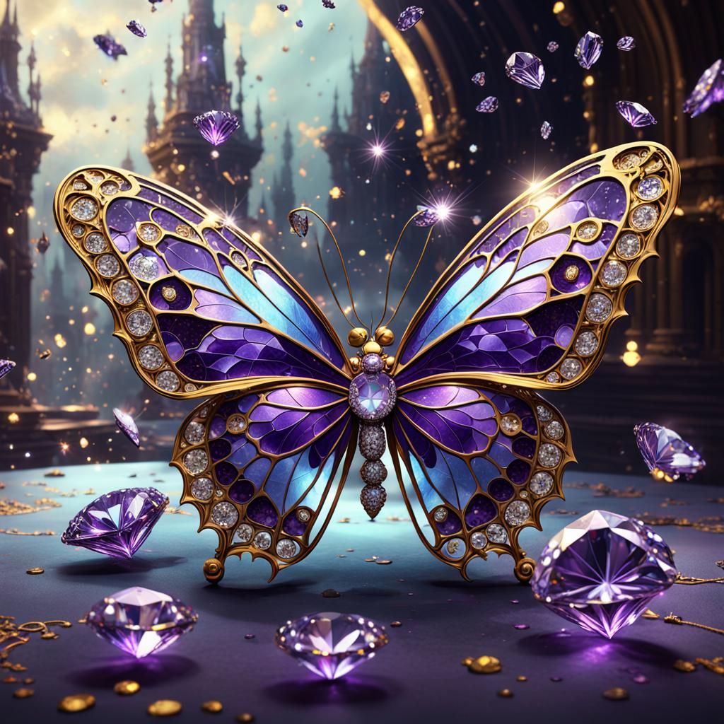 Diamond Butterflies: Dark Fantasy Masterpiece in 8K
