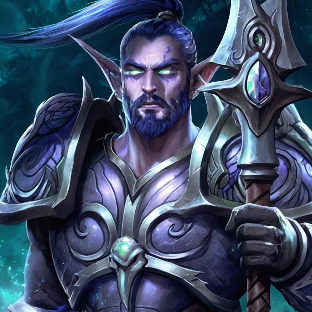 Demonic Night Elf Demon Hunter in Gothic Art Style