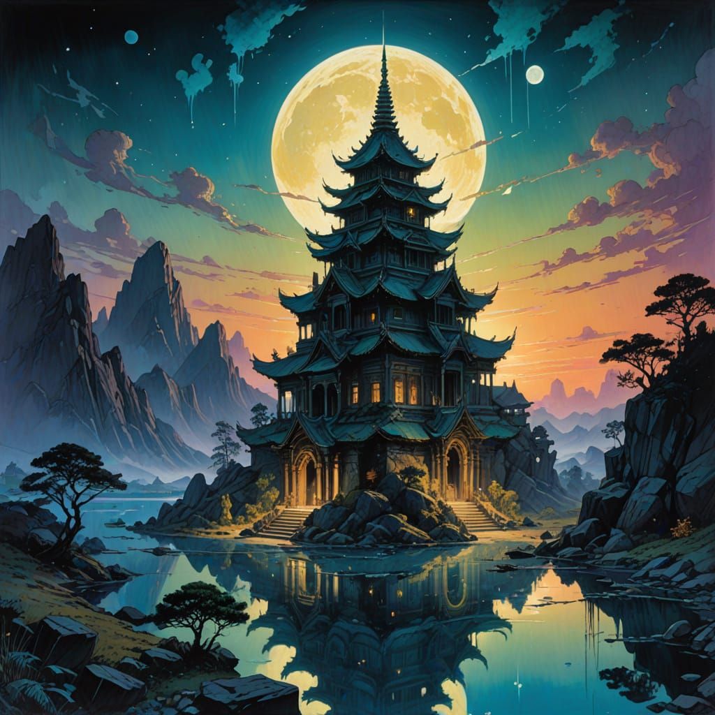 Surreal Crystal Temple Unfolds Under Vibrant Iridescent Ligh...