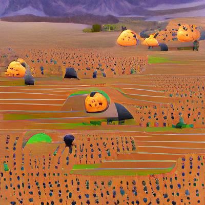 Spooky Jack-o'-Lantern in a Dark Field