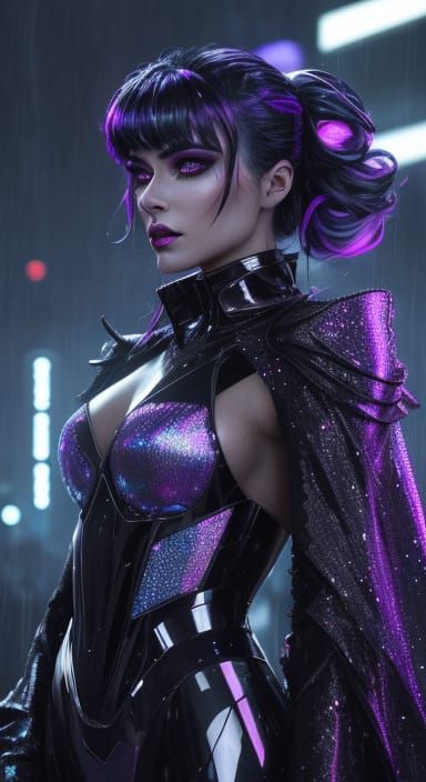 Sci-Fi Noir Runway Show in Metallic Couture