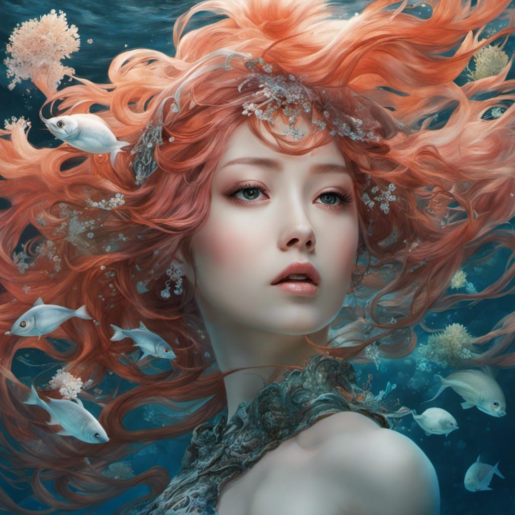 Underwater Woman in Anime Style Portrait