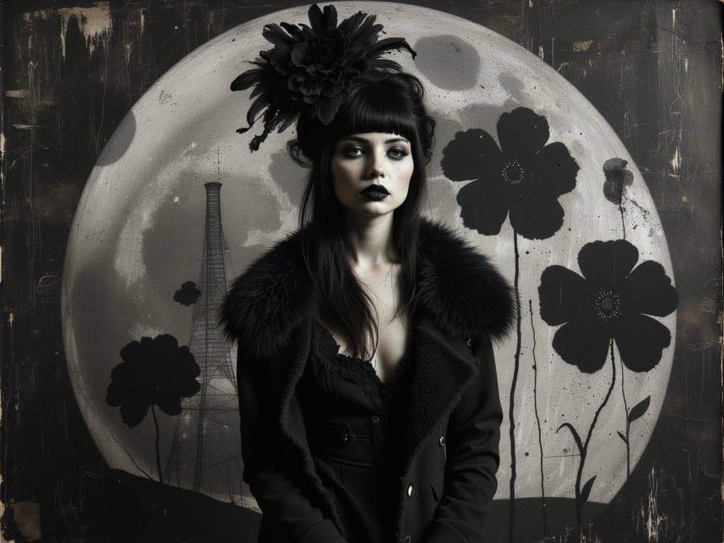 Gothic Woman in Haute Couture Circus Noir Fashion