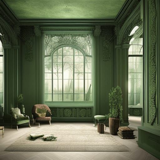 Green House Blends Into Forest: Digital Matte Painting