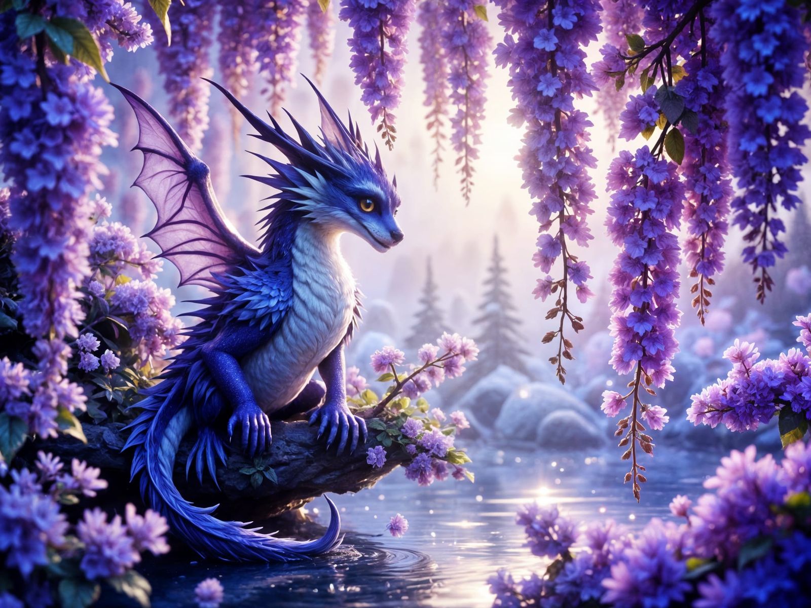 Celestial Dragon Illuminated by Sparkling Lights