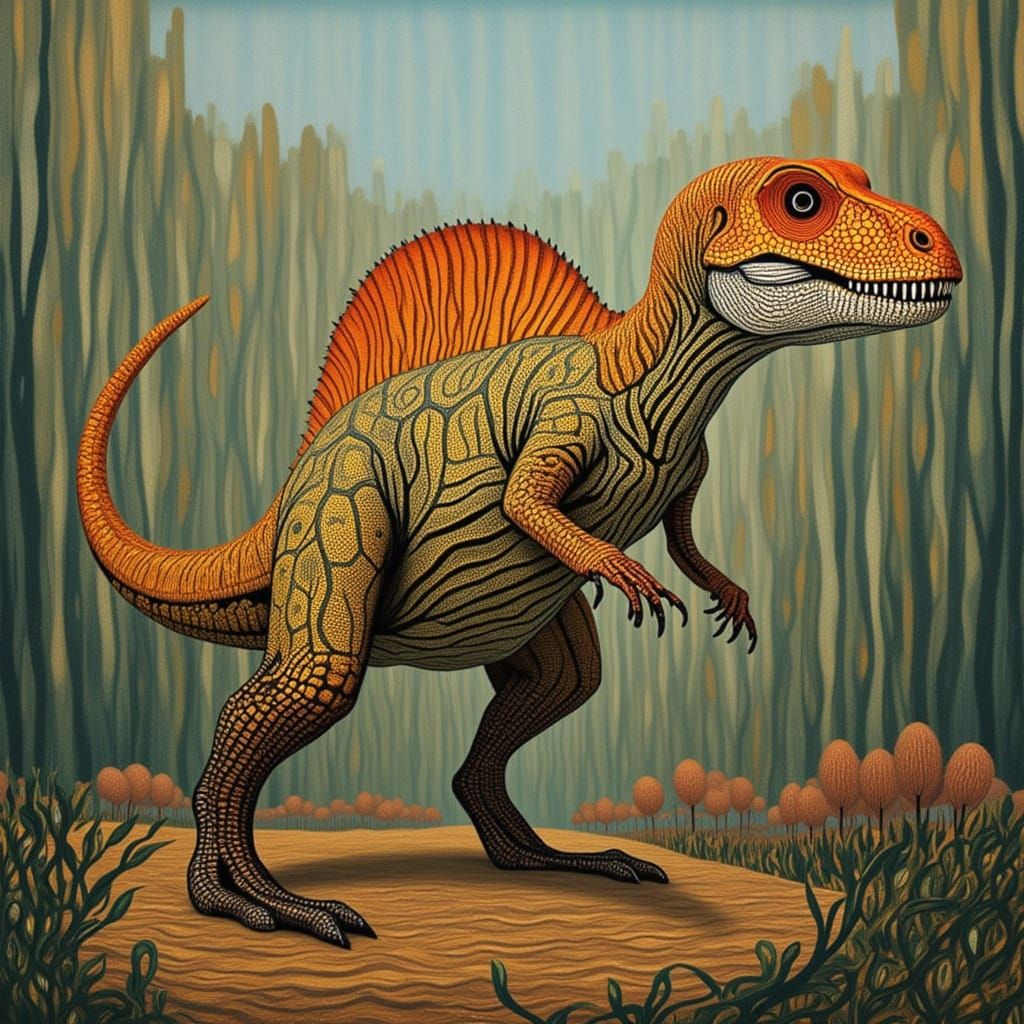 Martian Swirls: Dinosaur Zoo in Alien Landscape