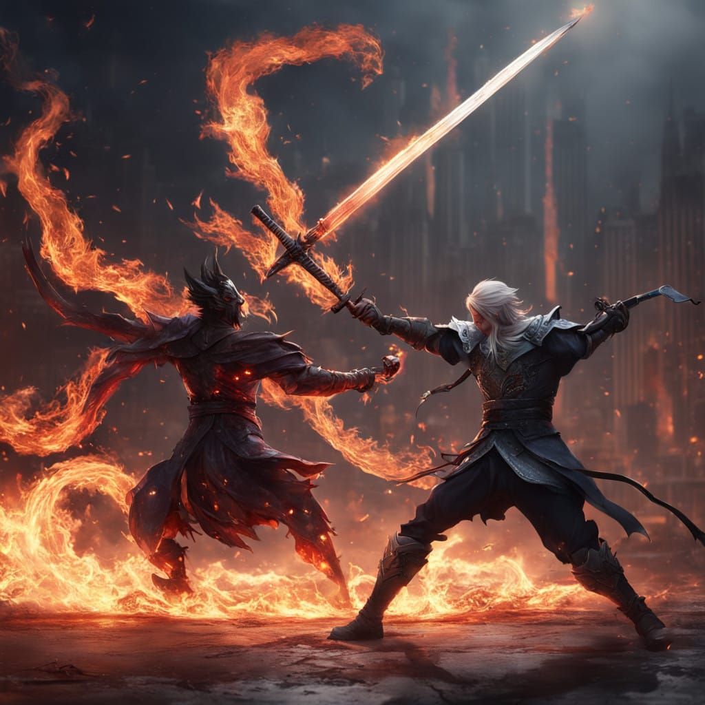 Ethereal Guardians Clash in Realistic 3D Art