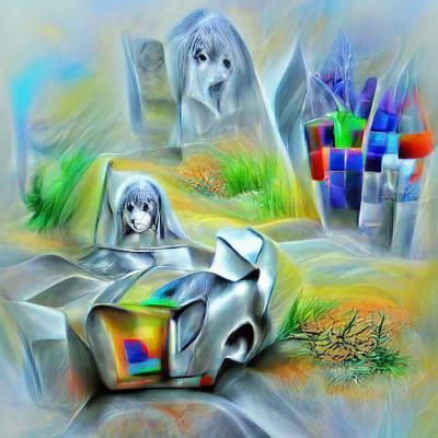 Abstract Silver Ghost and Colourful Cubes in 8K