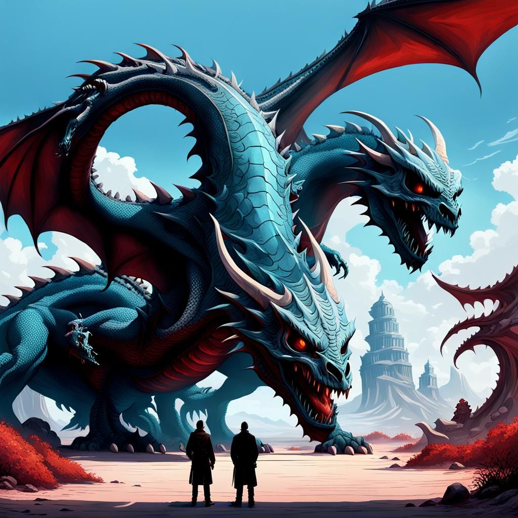 Dragon and Skulls in Dynamic Concept Art Style