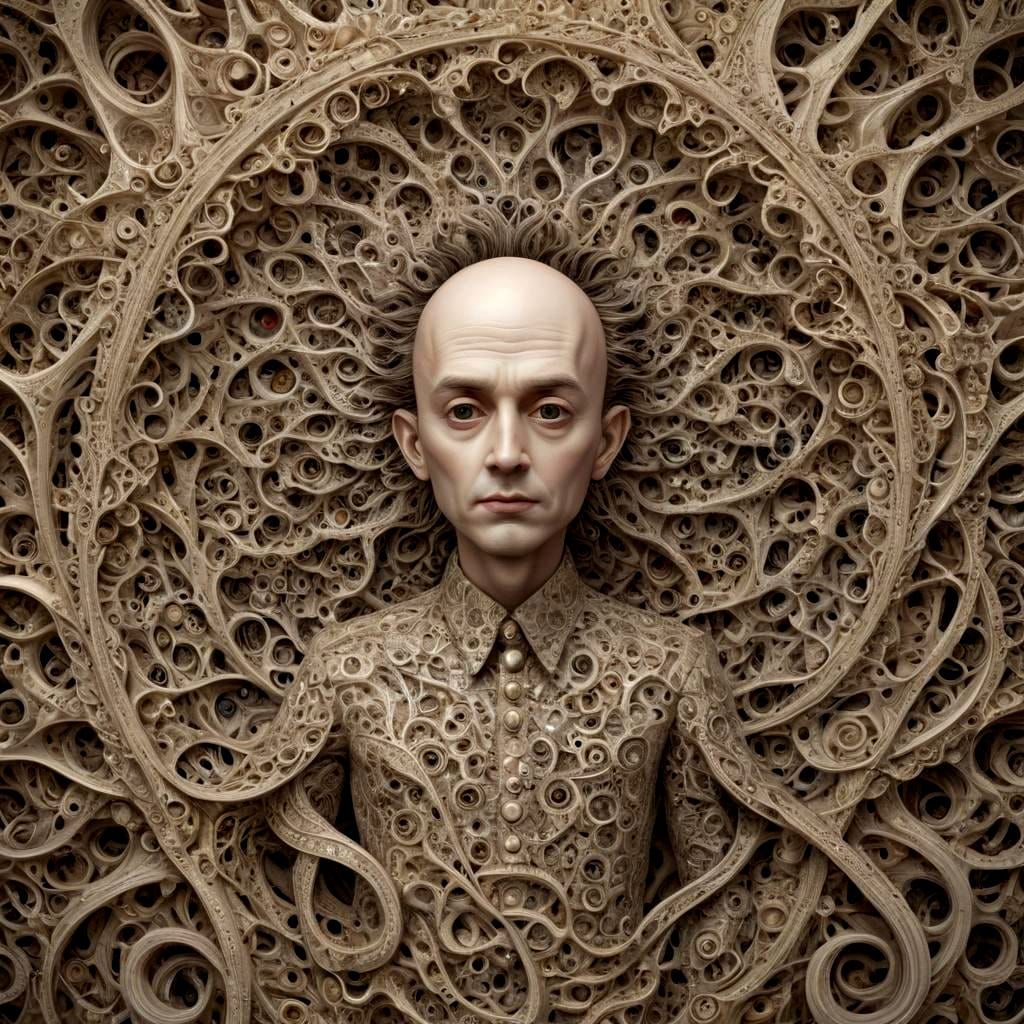 Surreal Man in Abstract Fractal Zentangle Style