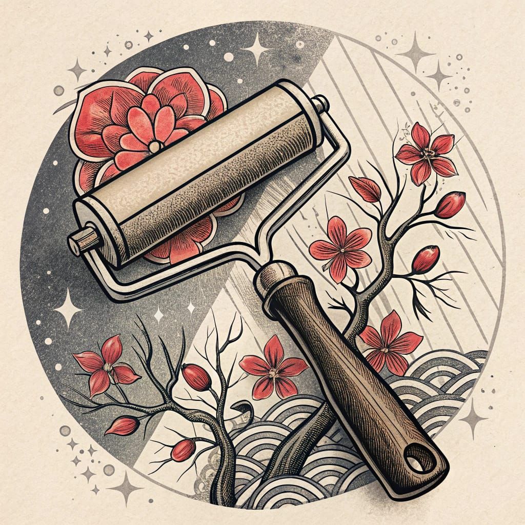 Brayer in Traditional Japanese Printmaking Style