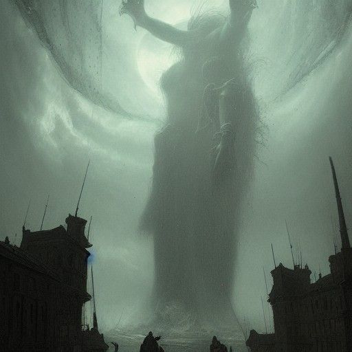 Horrifying Giant in Dark Fantasy Style