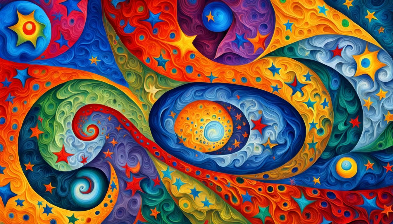 Abstract Stars in Vivid Impasto Oil Paint Style