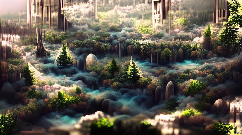 Enigmatic Forest: Detailed Matte Painting