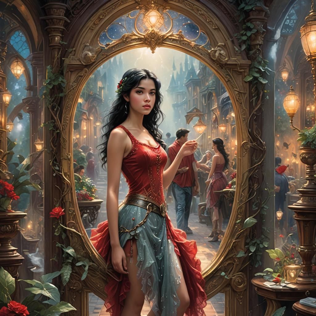 Teenage Girl's Mirrored Portal Fantasy