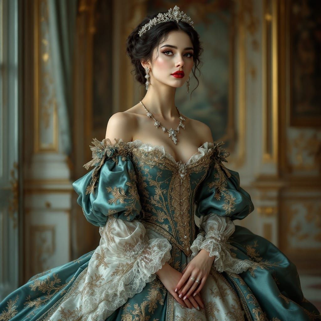 Regal Noblewoman in Rococo Opulence