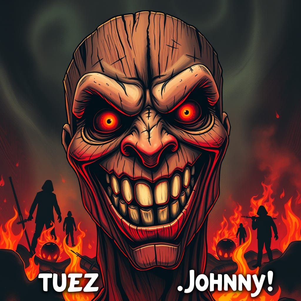 Horrific Plank Close-Up in Infernal Landscape