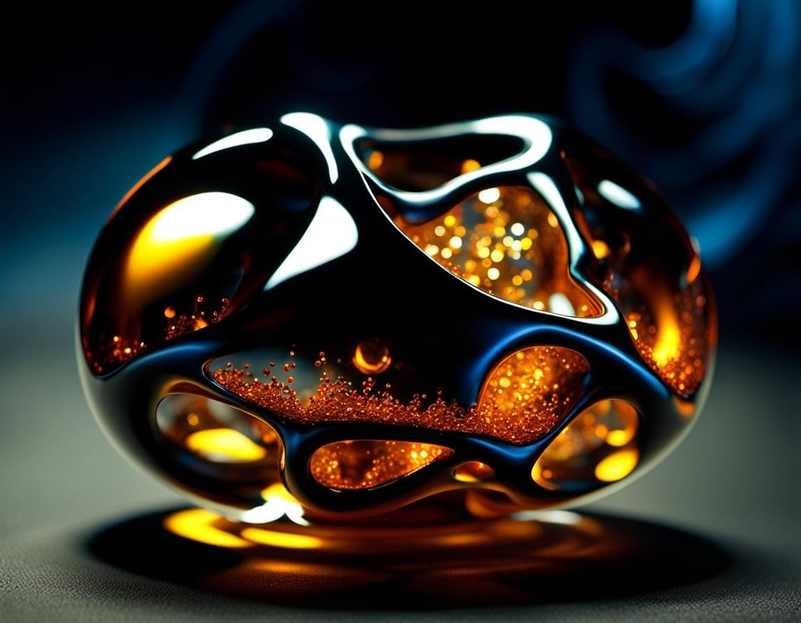 Weird AI: Molten Glass Sculpture with Sparks