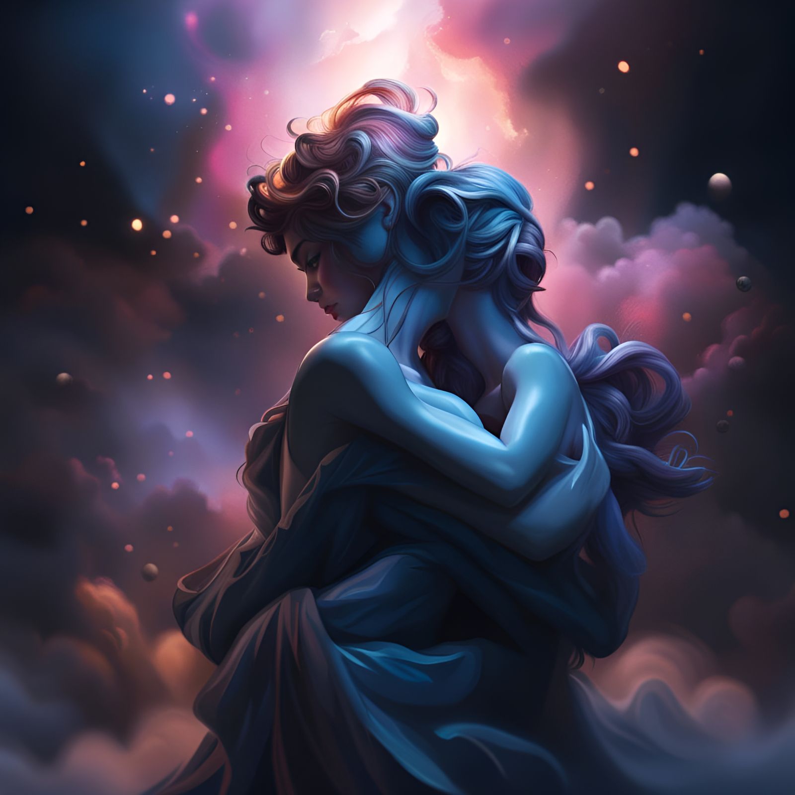 Good and Evil Embrace in Galaxy Nebula