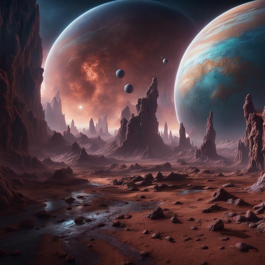 Fantastical Galaxies and Planets in Detailed Matte Painting