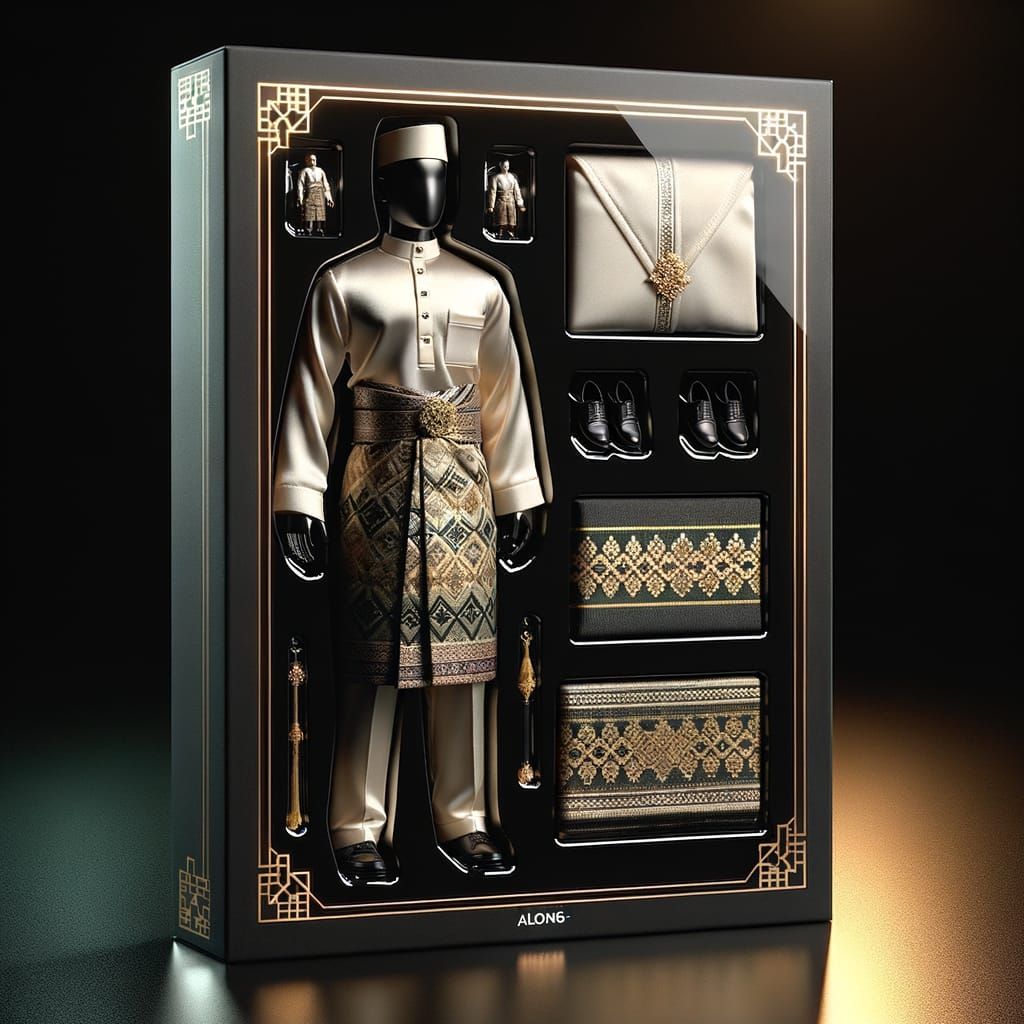 Realistic 3D Malay Male Action Figure in Baju Melayu Attire,...