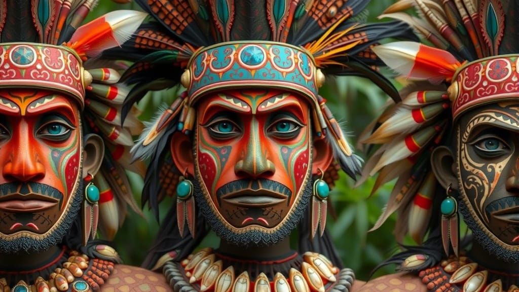 Colorful Papua New Guinea Tribal Masks