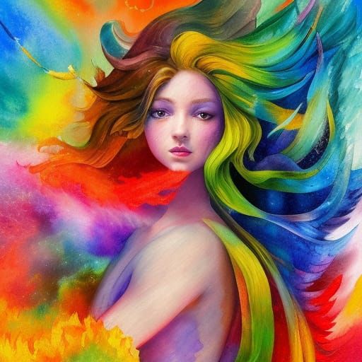 Photorealistic Fairy with Rainbow Butterfly Wings