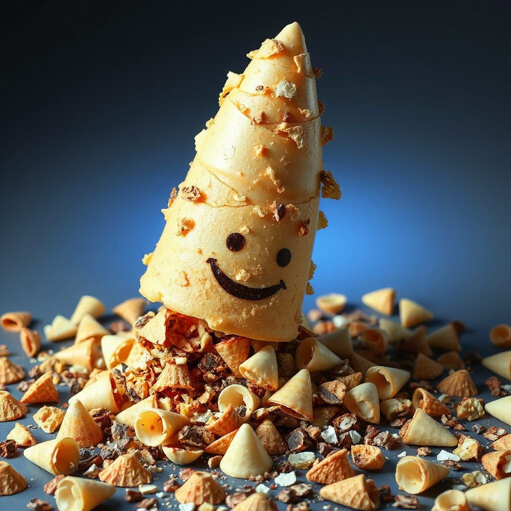 Melting Char-Grilled Plastic Cone Diorama