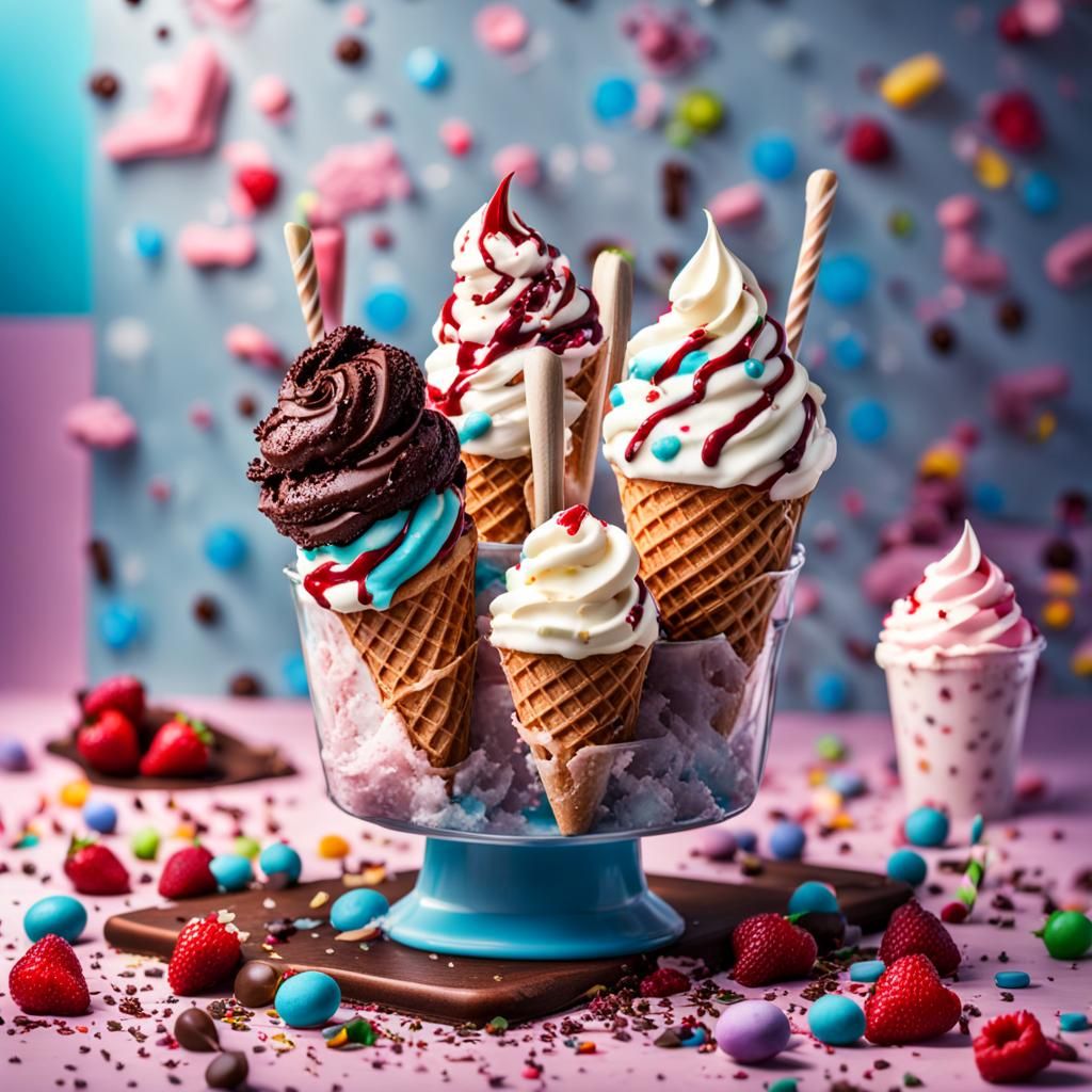 Delicious Ice Cream Delights with Berry Sauce