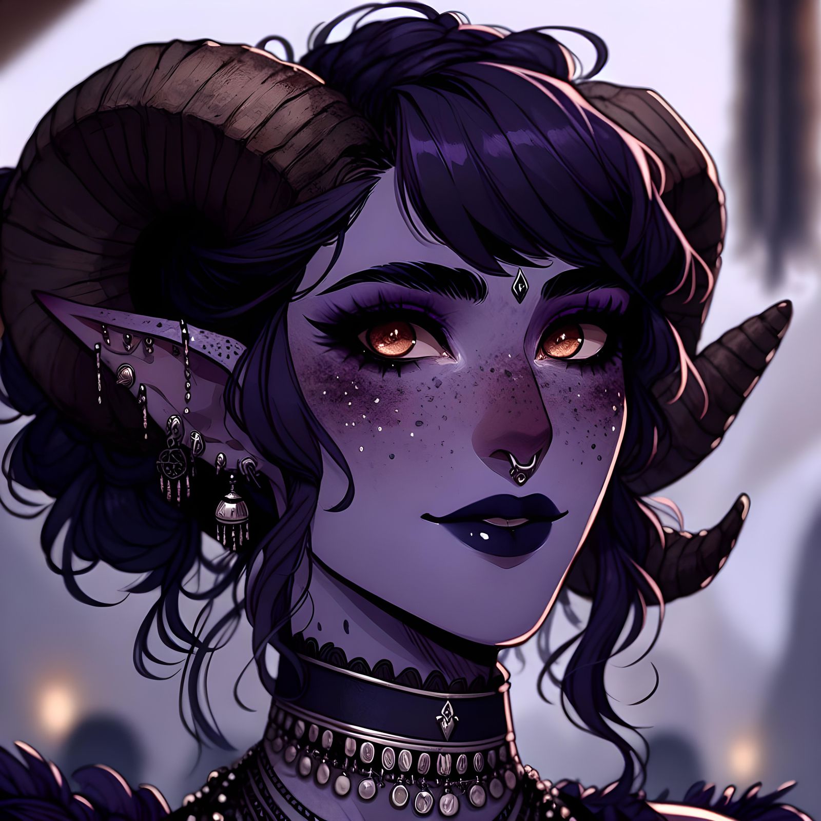 Festive Middle-Eastern Tiefling in Anime Style