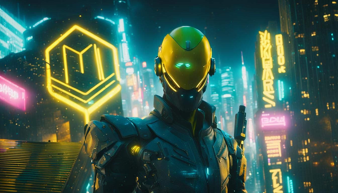 Cyberpunk Spectre with Glowing Katana in Neon Cityscape