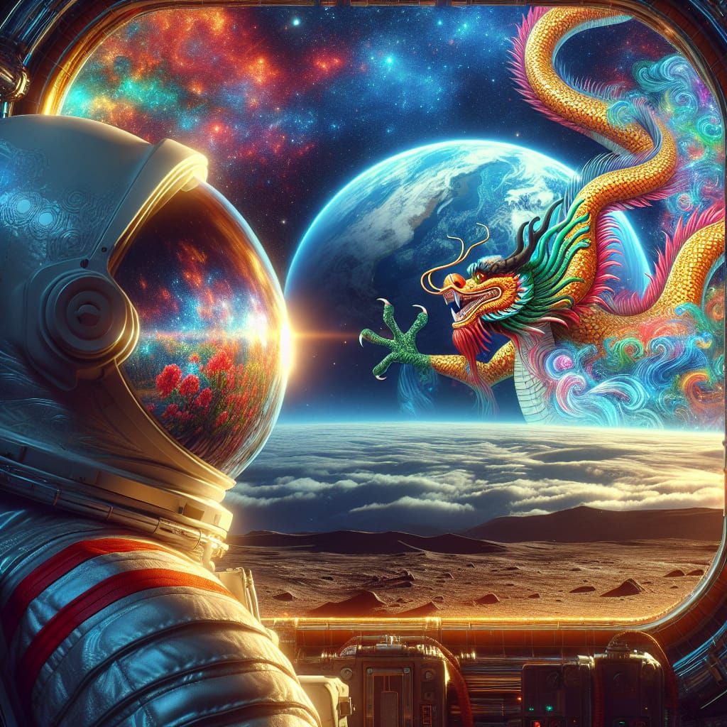 Earth from the Moon: Rainbow Dragon